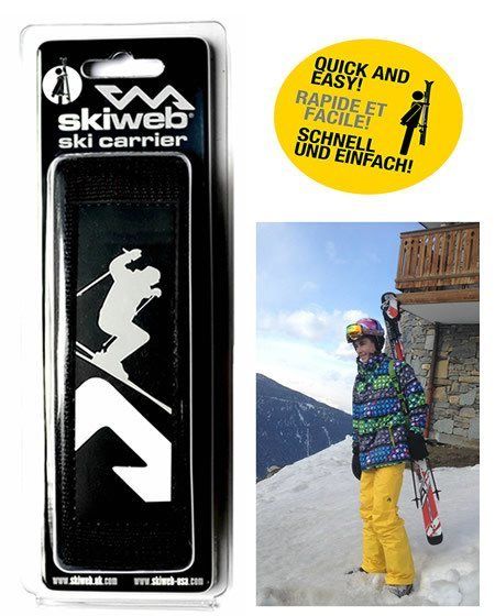 Skiweb Ski & Pole Carrier Strap - Pocket Size Over Shoulder Carrier
